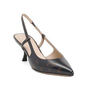 THEORY BLACK/BROWN Made In Italy Patent Leather Slingback Heels